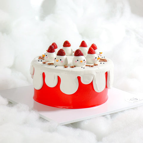 6" Strawberry Snowman Aegyo Cake