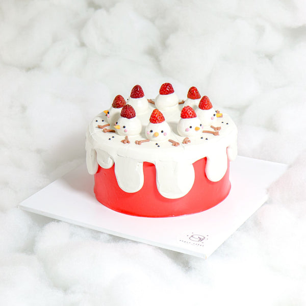 6" Strawberry Snowman Aegyo Cake