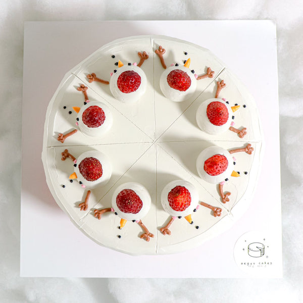 6" Strawberry Snowman Aegyo Cake