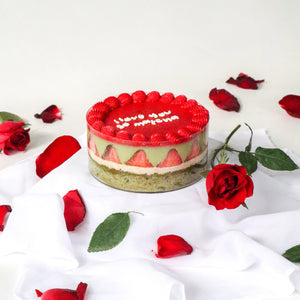 Valentine Matcha Strawberry Cloud Aegyo Cake
