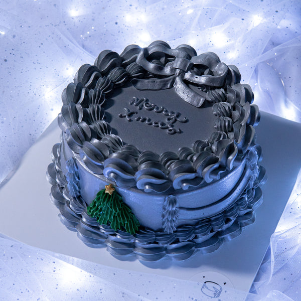 6" Silver Sparklin' Christmas Velvet Aegyo Cake