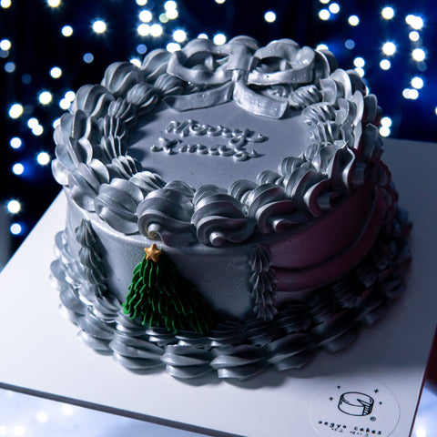 6" Silver Sparklin' Christmas Velvet Aegyo Cake